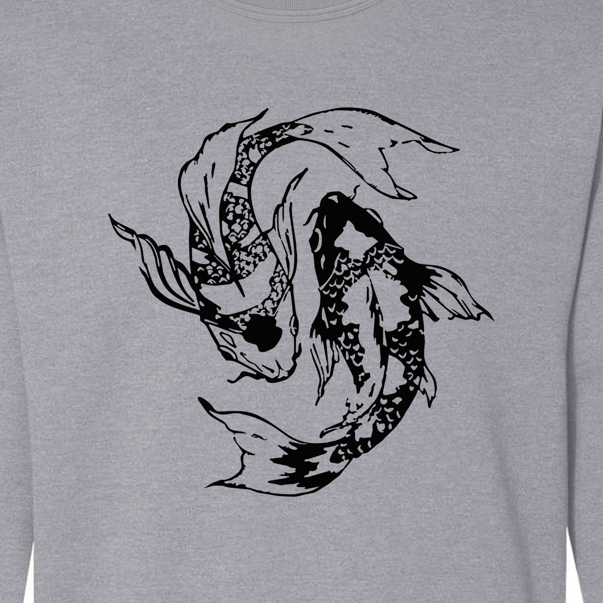 Koi Fish Sweatshirt, Japanese-Inspired Curled Illustration for Anglers and Art Lovers