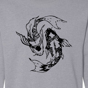 Koi Fish Sweatshirt, Japanese-Inspired Curled Illustration for Anglers and Art Lovers