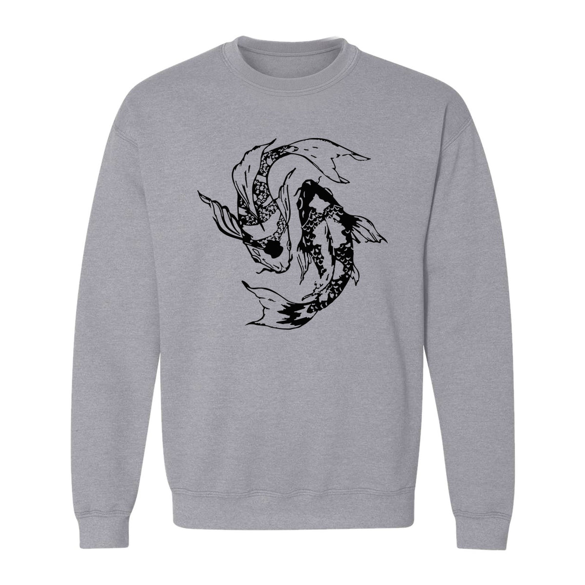 Koi Fish Sweatshirt, Japanese-Inspired Curled Illustration for Anglers and Art Lovers
