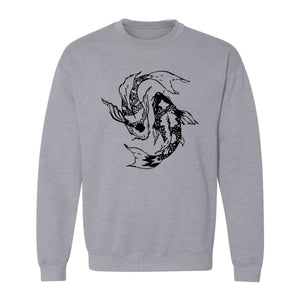 Koi Fish Sweatshirt, Japanese-Inspired Curled Illustration for Anglers and Art Lovers