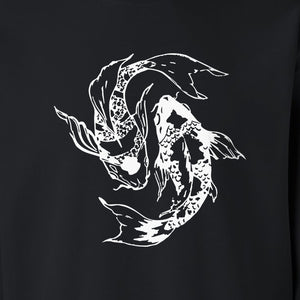Koi Fish Sweatshirt, Japanese-Inspired Curled Illustration for Anglers and Art Lovers