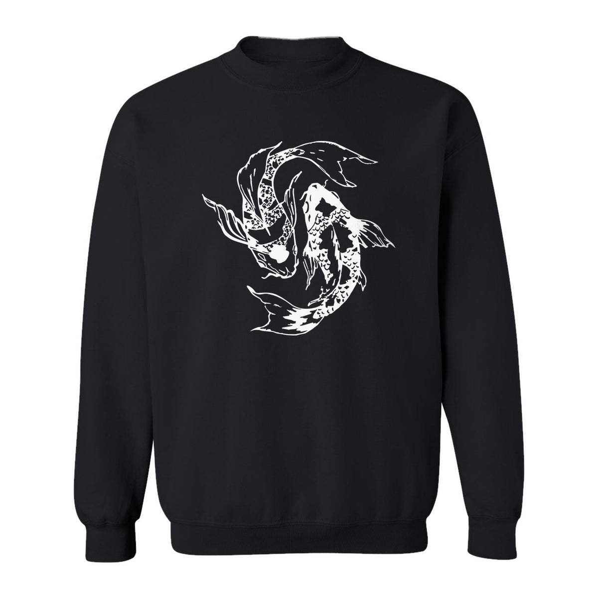 Koi Fish Sweatshirt, Japanese-Inspired Curled Illustration for Anglers and Art Lovers