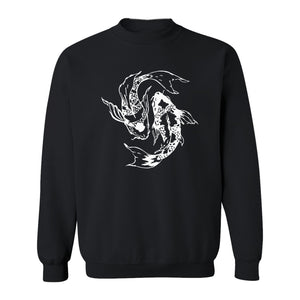 Koi Fish Sweatshirt, Japanese-Inspired Curled Illustration for Anglers and Art Lovers