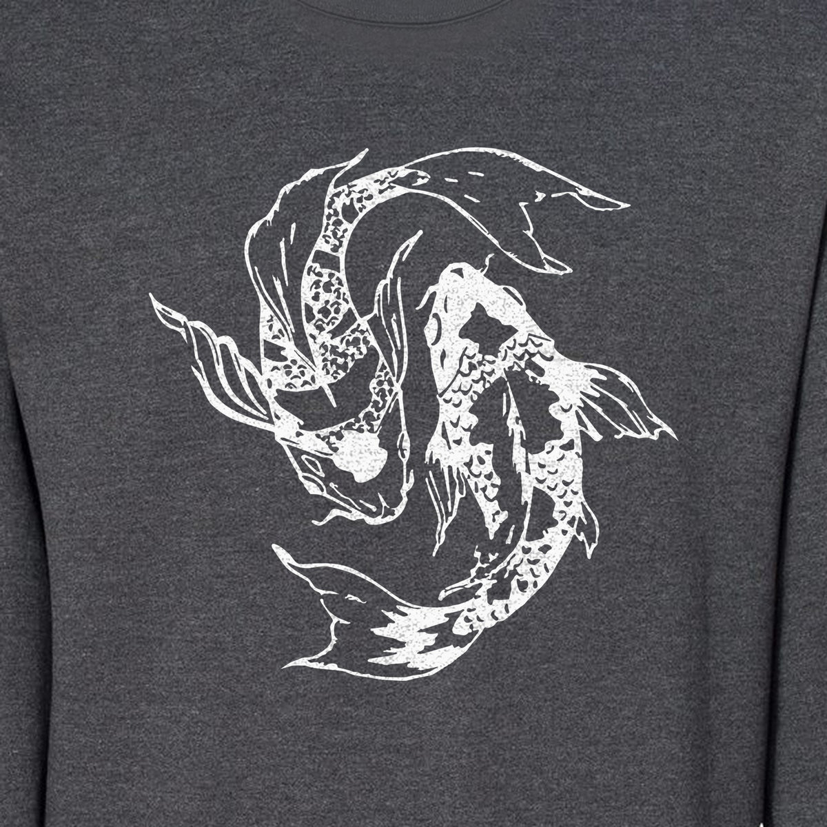 Koi Fish Sweatshirt, Japanese-Inspired Curled Illustration for Anglers and Art Lovers