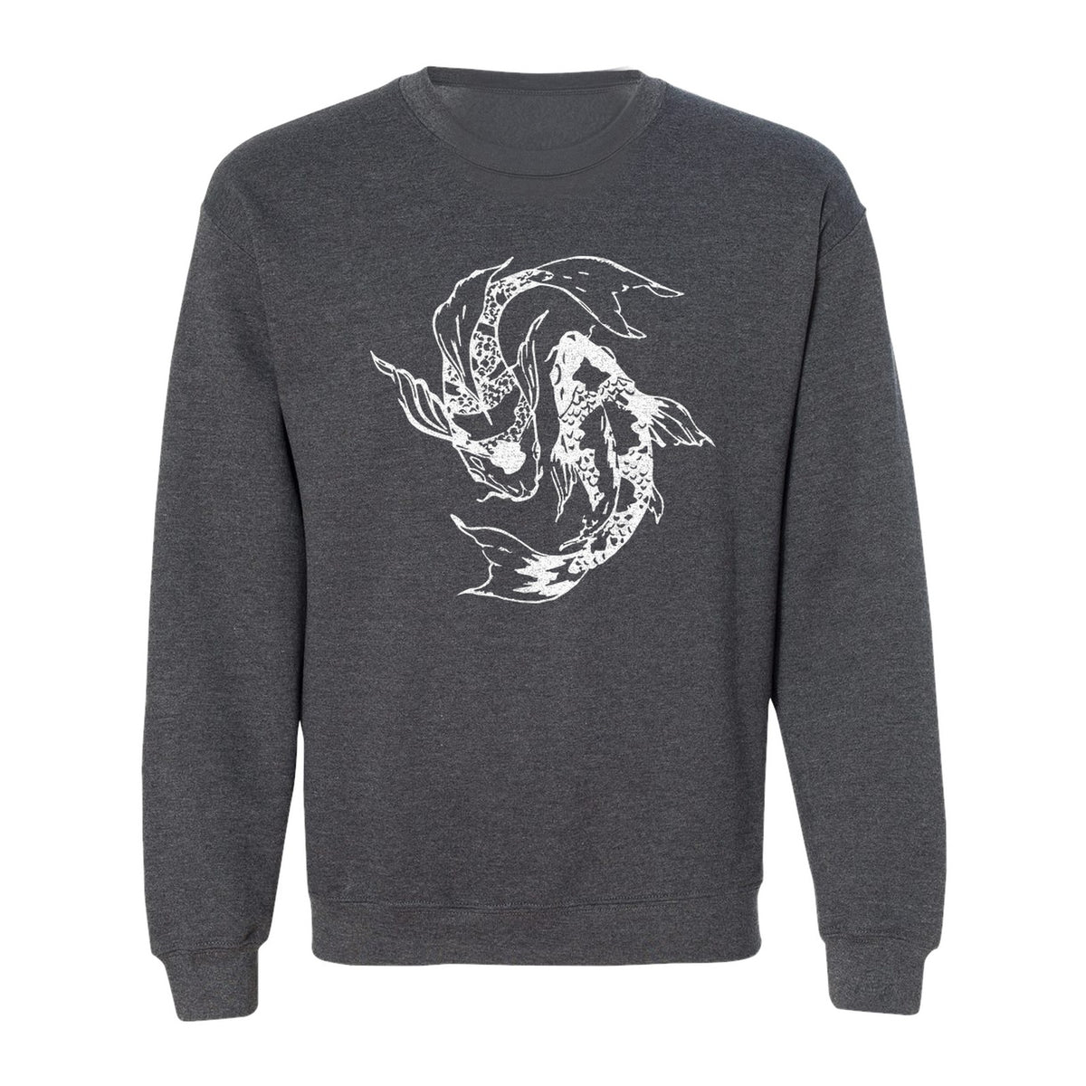 Koi Fish Sweatshirt, Japanese-Inspired Curled Illustration for Anglers and Art Lovers