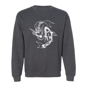 Koi Fish Sweatshirt, Japanese-Inspired Curled Illustration for Anglers and Art Lovers