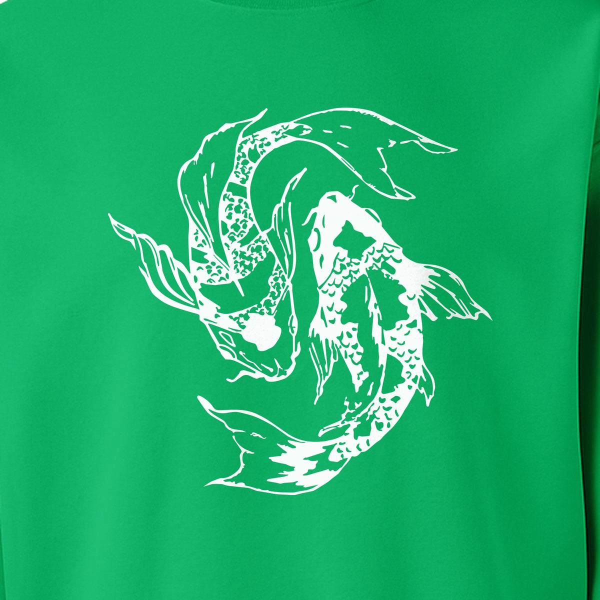 Koi Fish Sweatshirt, Japanese-Inspired Curled Illustration for Anglers and Art Lovers
