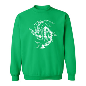 Koi Fish Sweatshirt, Japanese-Inspired Curled Illustration for Anglers and Art Lovers