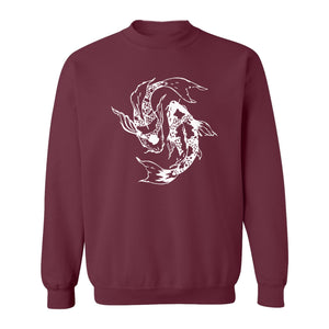 Koi Fish Sweatshirt, Japanese-Inspired Curled Illustration for Anglers and Art Lovers