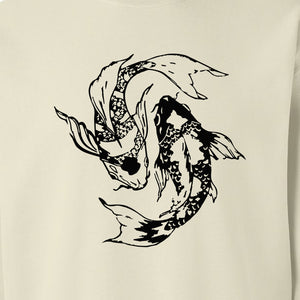 Koi Fish Sweatshirt, Japanese-Inspired Curled Illustration for Anglers and Art Lovers