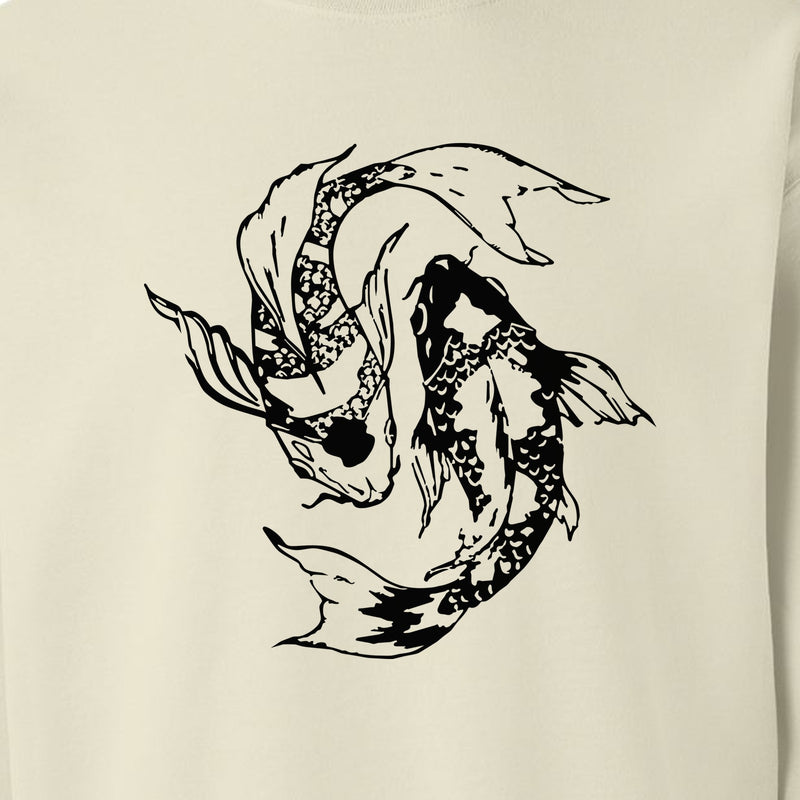 Koi Fish Sweatshirt, Japanese-Inspired Curled Illustration for Anglers and Art Lovers