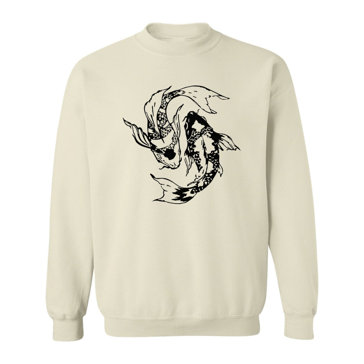 Koi Fish Sweatshirt, Japanese-Inspired Curled Illustration for Anglers and Art Lovers