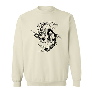 Koi Fish Sweatshirt, Japanese-Inspired Curled Illustration for Anglers and Art Lovers