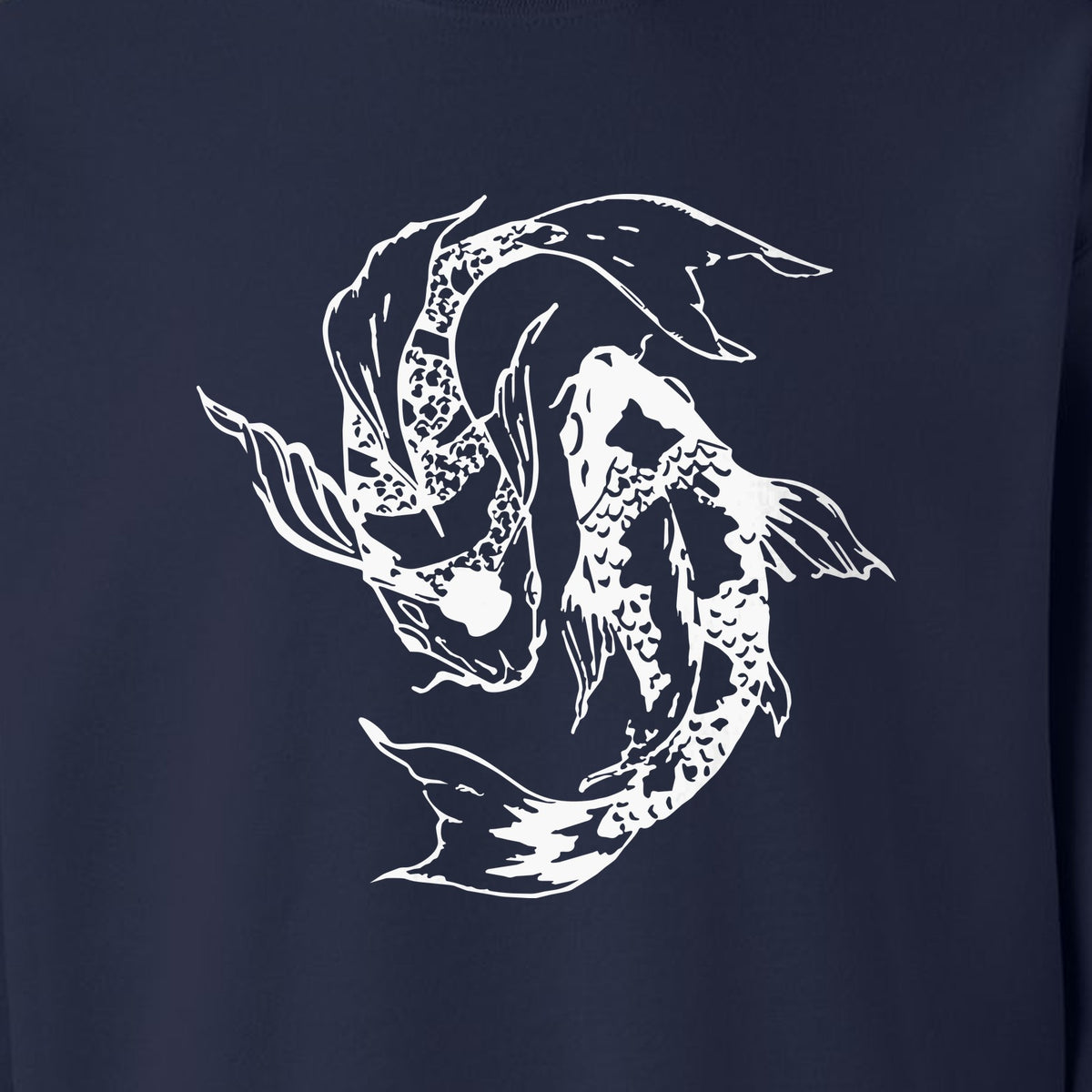 Koi Fish Sweatshirt, Japanese-Inspired Curled Illustration for Anglers and Art Lovers