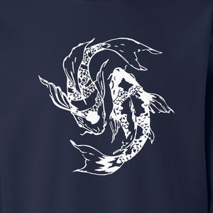 Koi Fish Sweatshirt, Japanese-Inspired Curled Illustration for Anglers and Art Lovers