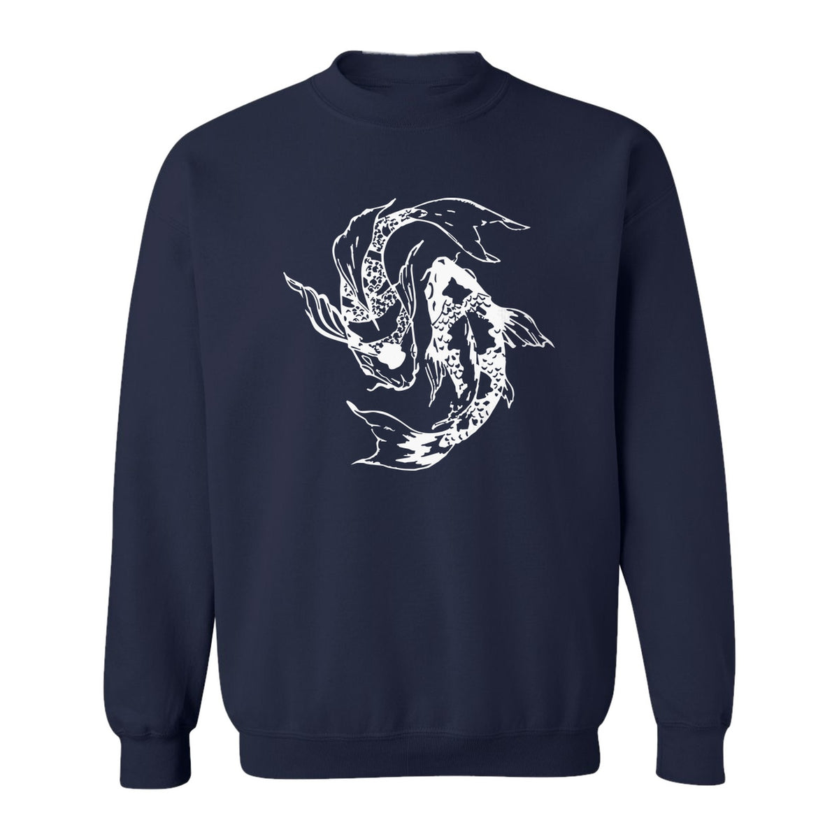 Koi Fish Sweatshirt, Japanese-Inspired Curled Illustration for Anglers and Art Lovers