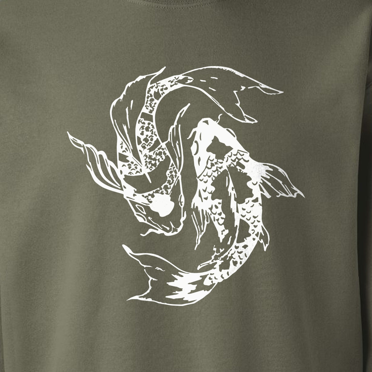 Koi Fish Sweatshirt, Japanese-Inspired Curled Illustration for Anglers and Art Lovers
