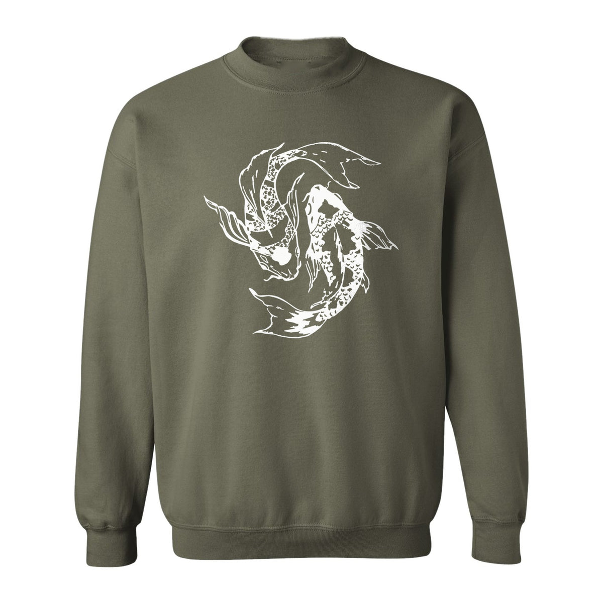 Koi Fish Sweatshirt, Japanese-Inspired Curled Illustration for Anglers and Art Lovers