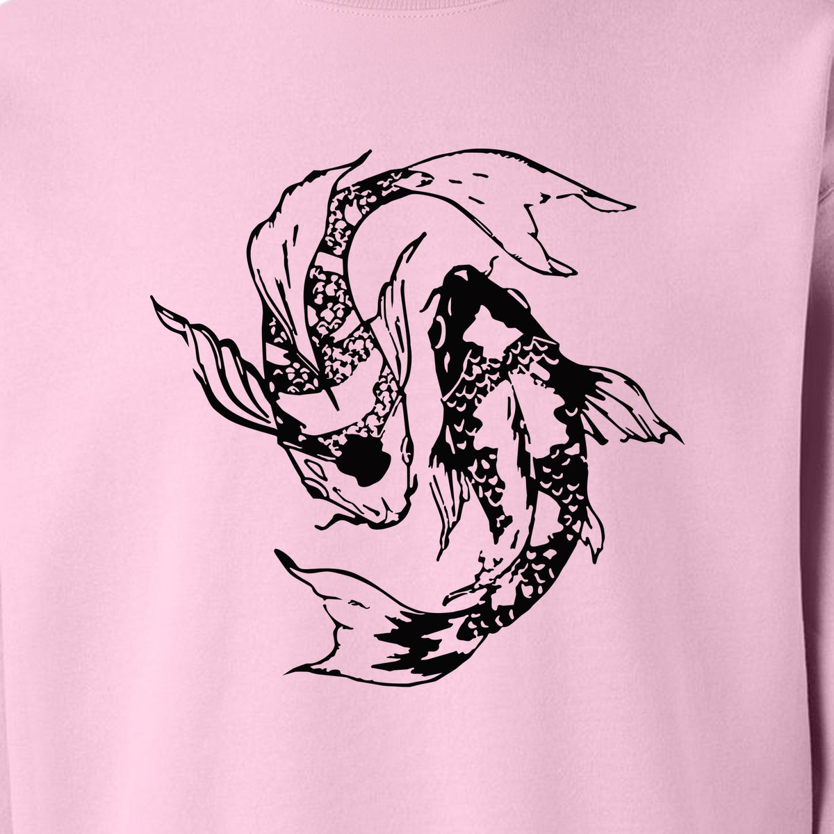 Koi Fish Sweatshirt, Japanese-Inspired Curled Illustration for Anglers and Art Lovers