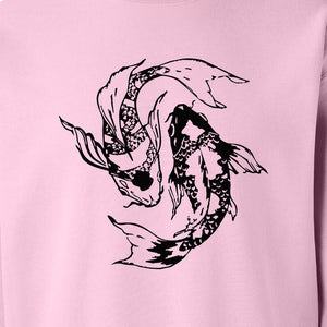 Koi Fish Sweatshirt, Japanese-Inspired Curled Illustration for Anglers and Art Lovers