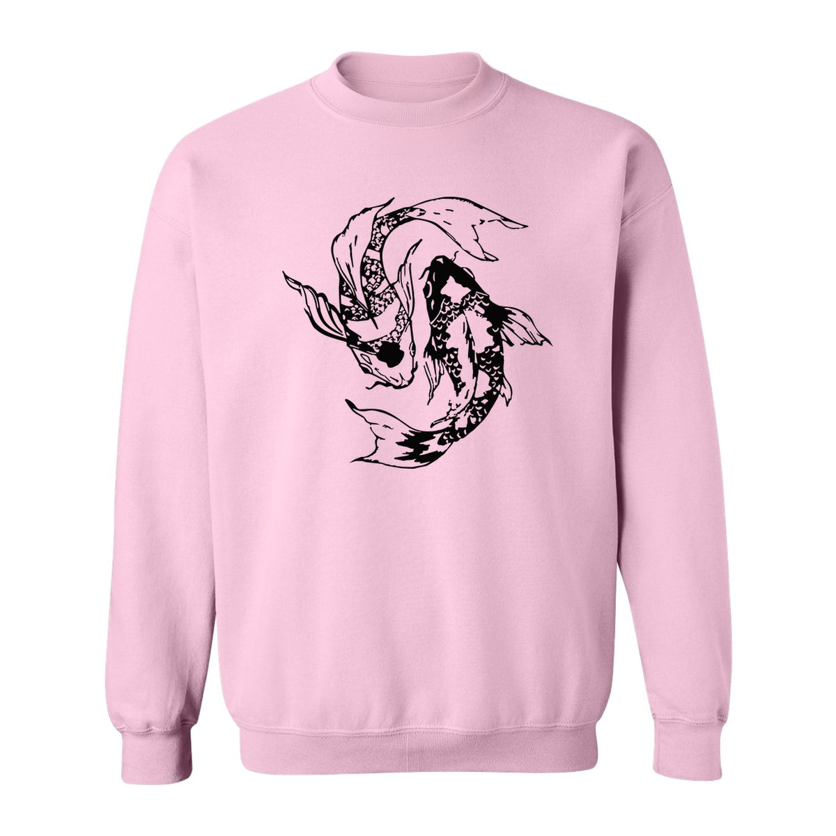 Koi Fish Sweatshirt, Japanese-Inspired Curled Illustration for Anglers and Art Lovers