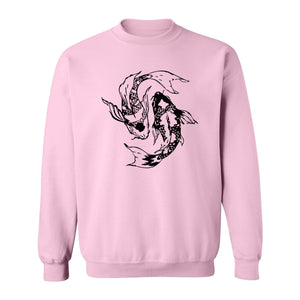 Koi Fish Sweatshirt, Japanese-Inspired Curled Illustration for Anglers and Art Lovers