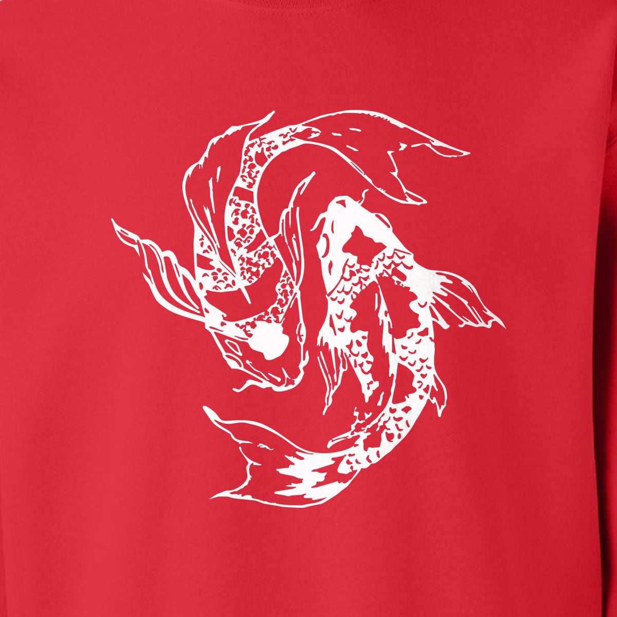 Koi Fish Sweatshirt, Japanese-Inspired Curled Illustration for Anglers and Art Lovers