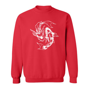 Koi Fish Sweatshirt, Japanese-Inspired Curled Illustration for Anglers and Art Lovers
