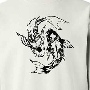 Koi Fish Sweatshirt, Japanese-Inspired Curled Illustration for Anglers and Art Lovers