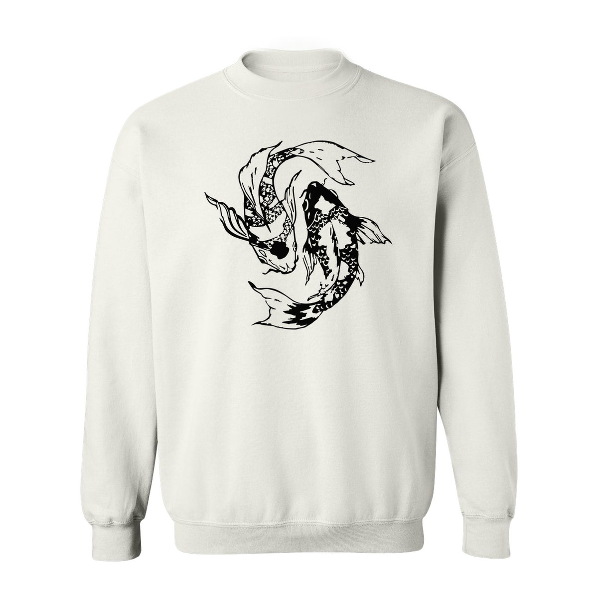 Koi Fish Sweatshirt, Japanese-Inspired Curled Illustration for Anglers and Art Lovers