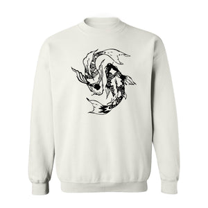 Koi Fish Sweatshirt, Japanese-Inspired Curled Illustration for Anglers and Art Lovers