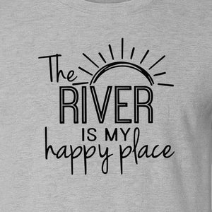 River Happy Place T-Shirt, Sunray Graphic for Kayakers, Campers and Outdoor Adventures