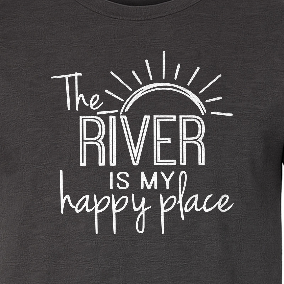 River Happy Place T-Shirt, Sunray Graphic for Kayakers, Campers and Outdoor Adventures