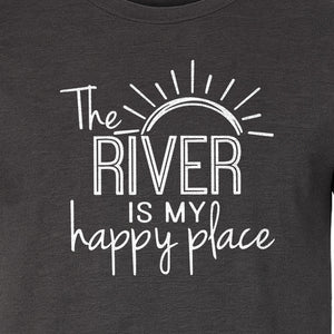 River Happy Place T-Shirt, Sunray Graphic for Kayakers, Campers and Outdoor Adventures