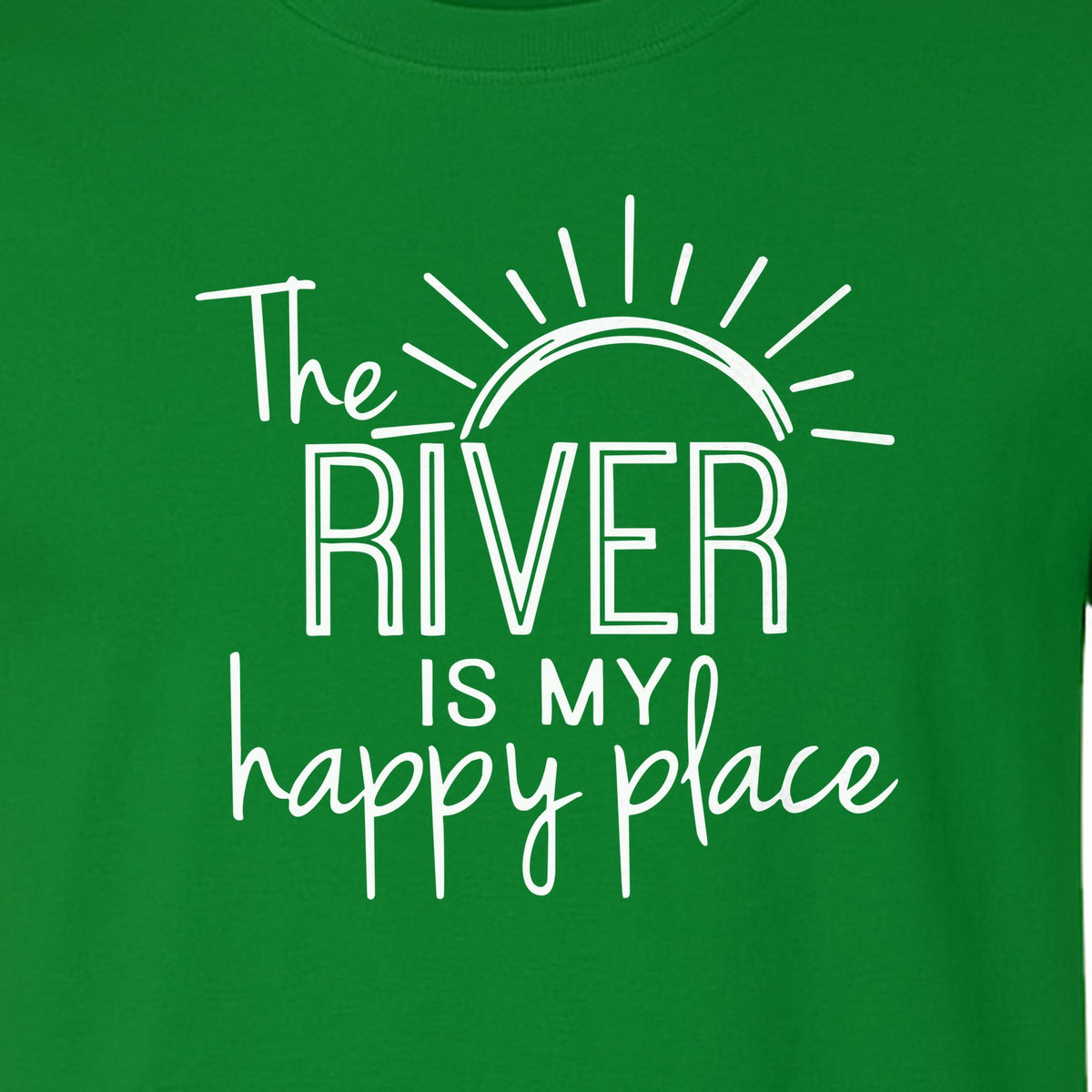 River Happy Place T-Shirt, Sunray Graphic for Kayakers, Campers and Outdoor Adventures