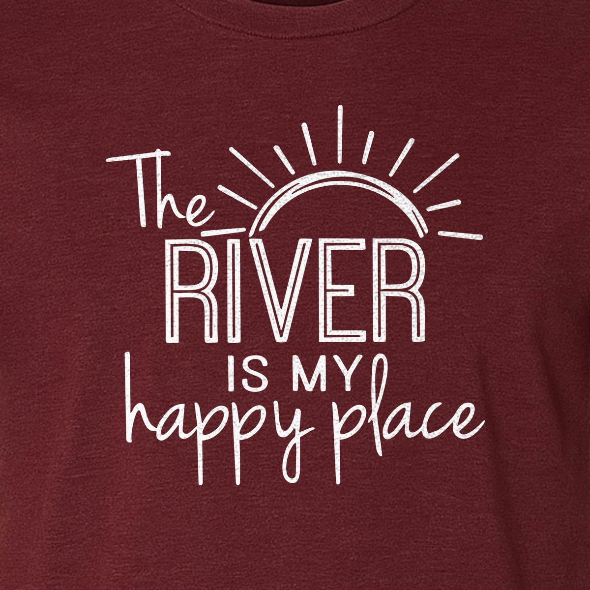 River Happy Place T-Shirt, Sunray Graphic for Kayakers, Campers and Outdoor Adventures