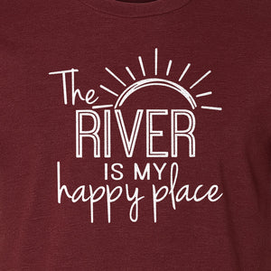 River Happy Place T-Shirt, Sunray Graphic for Kayakers, Campers and Outdoor Adventures