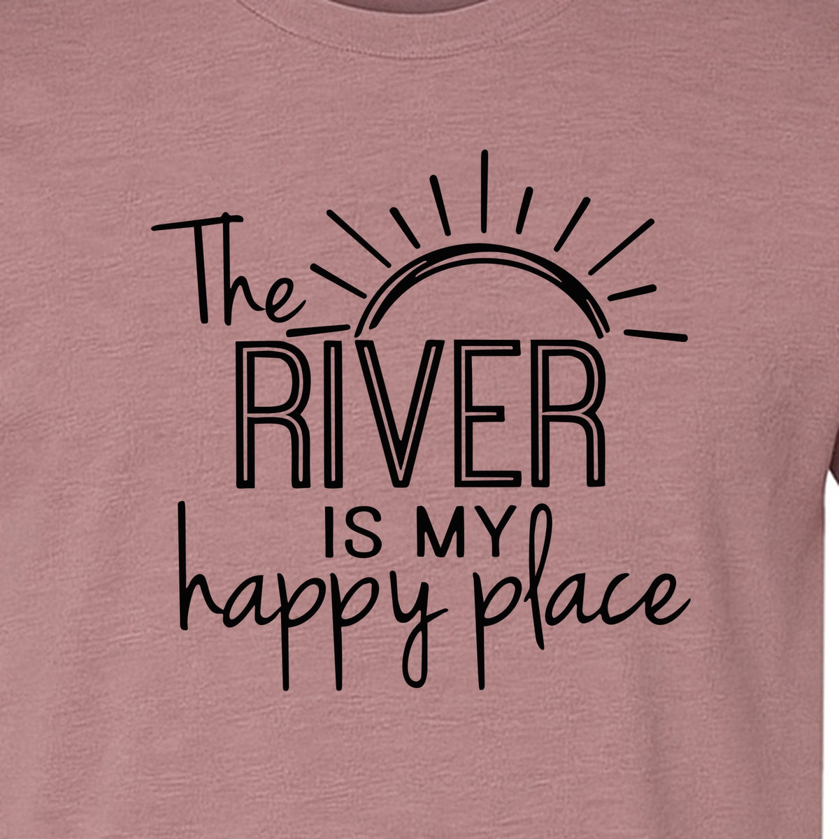 River Happy Place T-Shirt, Sunray Graphic for Kayakers, Campers and Outdoor Adventures