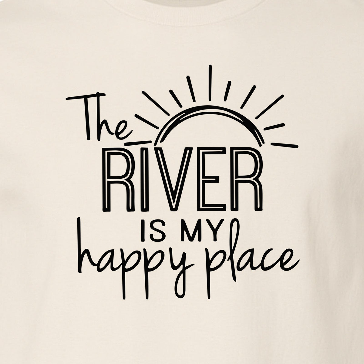 River Happy Place T-Shirt, Sunray Graphic for Kayakers, Campers and Outdoor Adventures