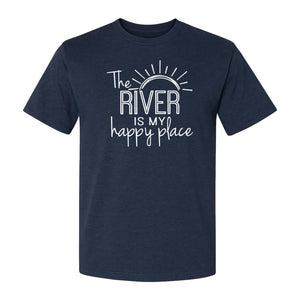 River Happy Place T-Shirt, Sunray Graphic for Kayakers, Campers and Outdoor Adventures