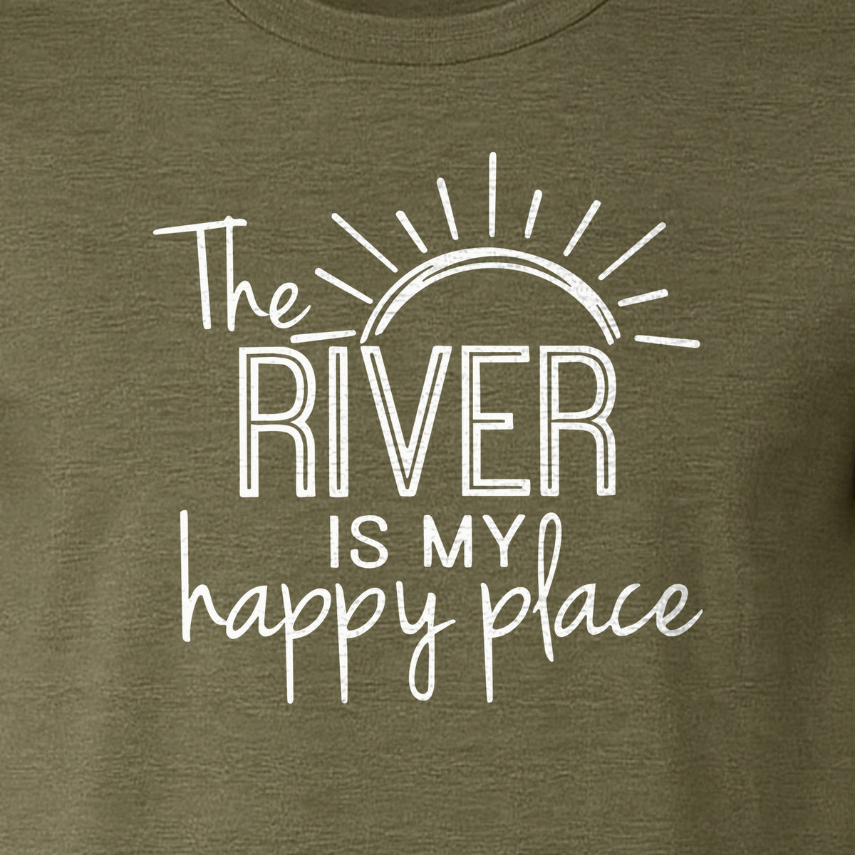 River Happy Place T-Shirt, Sunray Graphic for Kayakers, Campers and Outdoor Adventures