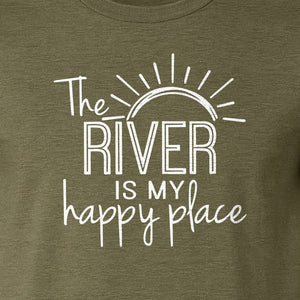 River Happy Place T-Shirt, Sunray Graphic for Kayakers, Campers and Outdoor Adventures
