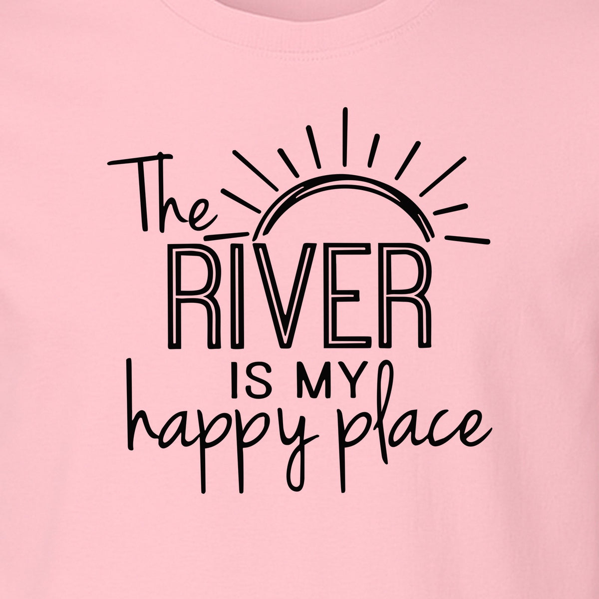 River Happy Place T-Shirt, Sunray Graphic for Kayakers, Campers and Outdoor Adventures