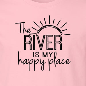 River Happy Place T-Shirt, Sunray Graphic for Kayakers, Campers and Outdoor Adventures