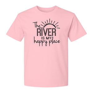 River Happy Place T-Shirt, Sunray Graphic for Kayakers, Campers and Outdoor Adventures