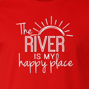 River Happy Place T-Shirt, Sunray Graphic for Kayakers, Campers and Outdoor Adventures