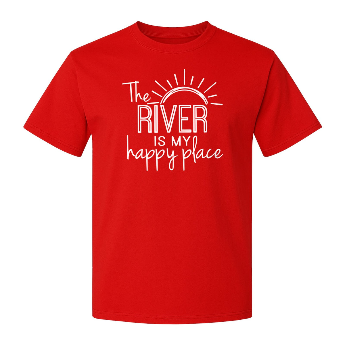 River Happy Place T-Shirt, Sunray Graphic for Kayakers, Campers and Outdoor Adventures