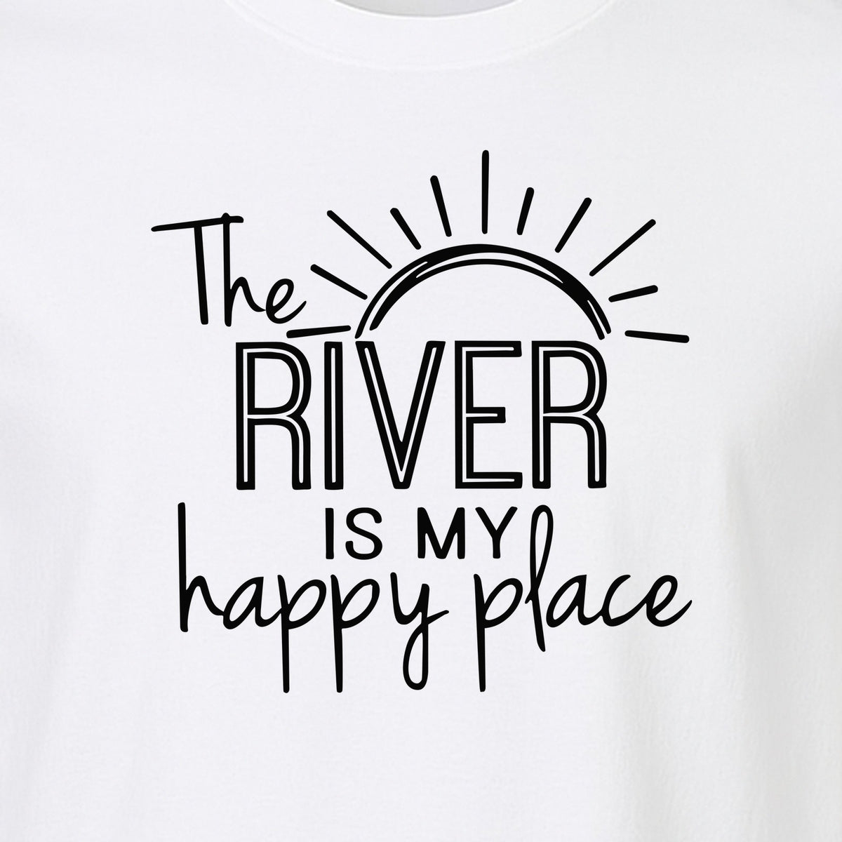 River Happy Place T-Shirt, Sunray Graphic for Kayakers, Campers and Outdoor Adventures