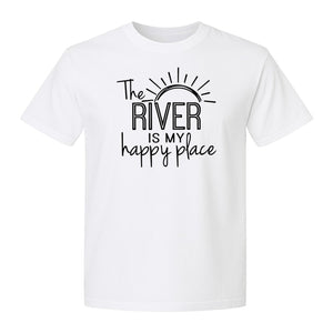 River Happy Place T-Shirt, Sunray Graphic for Kayakers, Campers and Outdoor Adventures