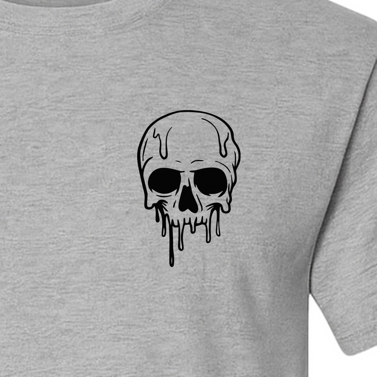 Melting Skull T-Shirt, Small Left Chest Graphic for Halloween Parties and Spooky Season